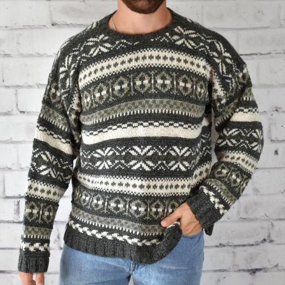 Vintage Liberty Exacta Fair Isle Vibe Cotton Blend Sweater XL - Picture 1 of 4
